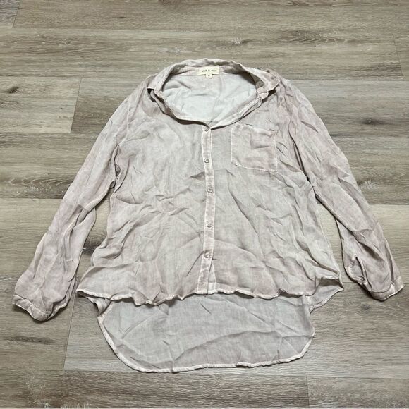 cloth & stone Tops - Cloth & Stone Anthropologie Button-Up Light Rayon Pink Grayish Down Shirt Size M